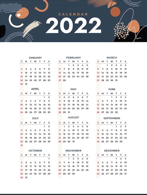 Premium Vector Hand Drawn Flat 2022 Calendar Template