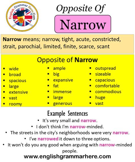 21 Opposite Of Narrow Antonyms Of Narrow Meaning And Example