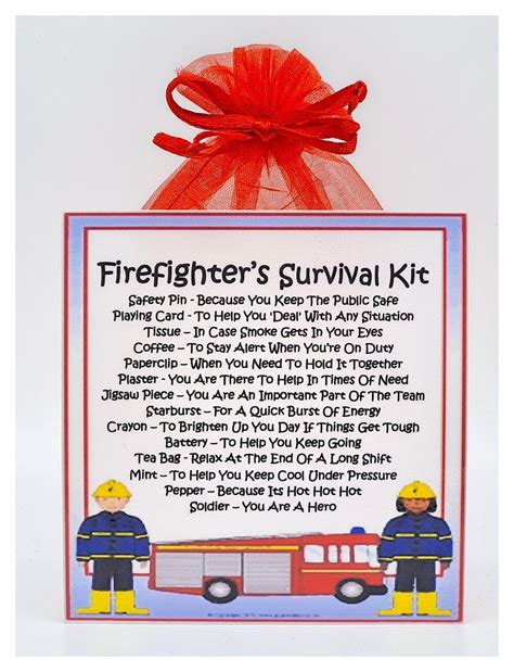 Firefighters Survival Kit Fun Novelty T And Card Etsy Uk