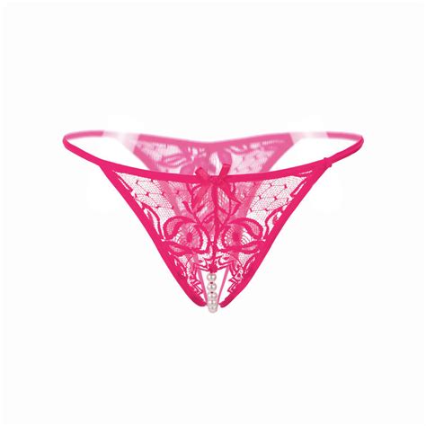 Buy Women Lace Crotchless Panties Crotch Thong With Pearls Massaging