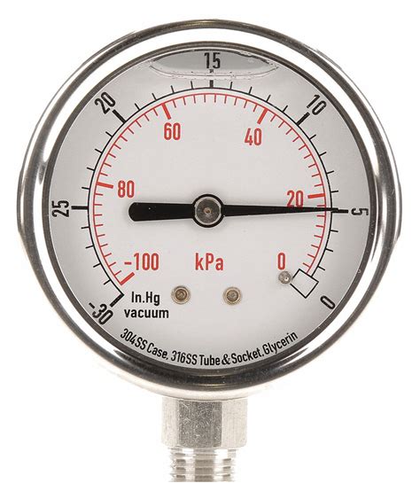 Grainger Approved Vacuum Gauge 100 Kpa Vac To 0 30 In Hg Vac To 0