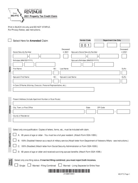 Missouri Property Tax Credit Form Fill Out And Sign Online Dochub