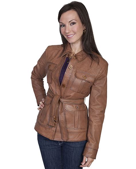 Scully Womens Belted Lamb Leather Jacket Sheplers