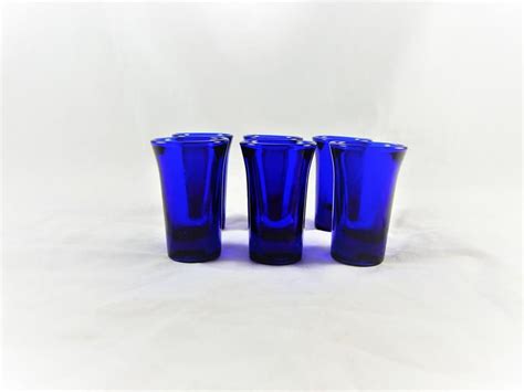 Cobalt Blue Tall Shot Glasses Fluted Set Of 6 Vintage Etsy In 2021 Shot Glasses Vintage