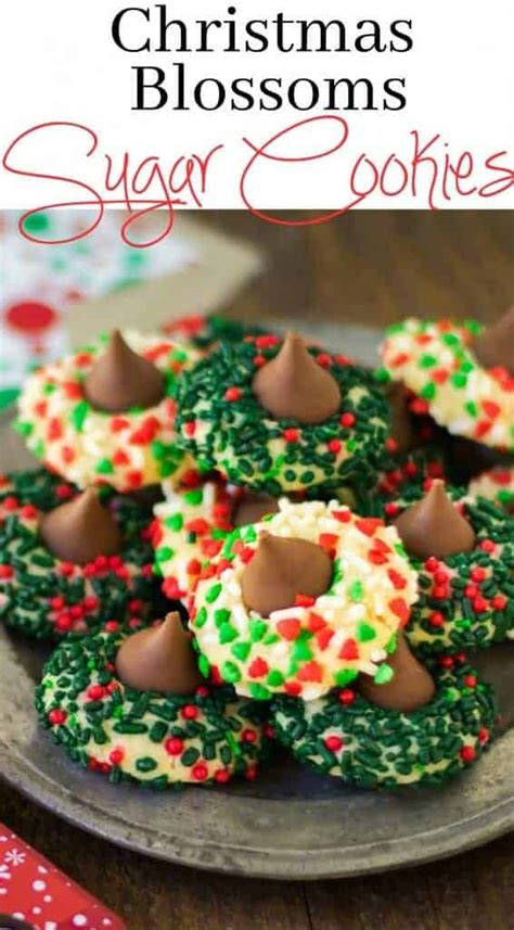 Cherry kiss cookies are sweet cherry almond cookies with a chocolate hershey kiss in the middle. Christmas Sugar Cookie Blossoms - Princess Pinky Girl