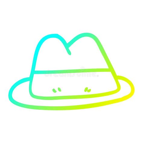 A Creative Cold Gradient Line Drawing Cartoon Old Style Hat Stock