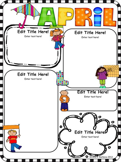 Monthly Newsletters In English With Editable Text Boxes Preschool