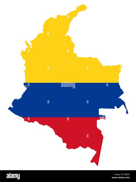 National Flag Of Colombia In The Country Silhouette Colombian State