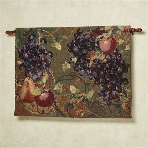 Tuscan Countryside Fruit Wall Tapestry With Wooden Hanging Rod