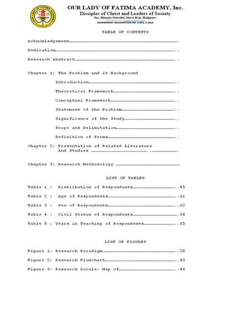 Table Of Contents Research Pdf