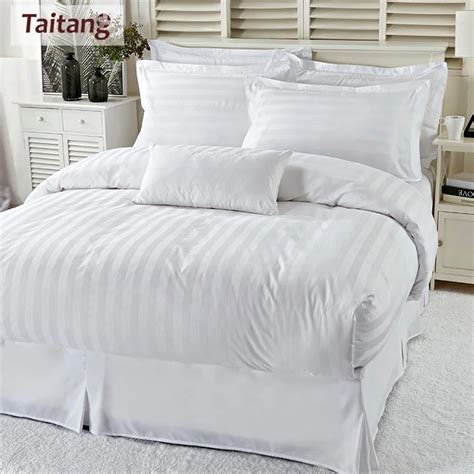 Taitang Satin Stripe Bed Linen 3cm White Stripe Hotel Bed Sheet View