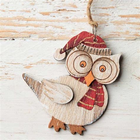 Rustic Wood Owl Christmas Ornament Christmas Ornaments Christmas