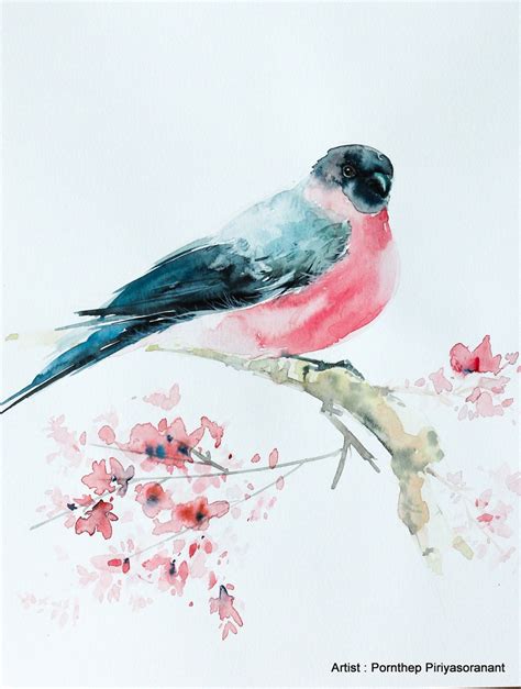 Pink Bird Bird Watercolor Painting Bird Art Art Print Size