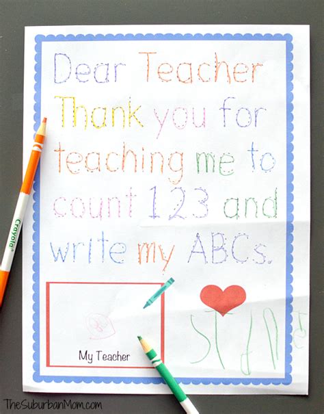 Traceable Preschool Teacher Thank You Note Teacher Thank You Notes