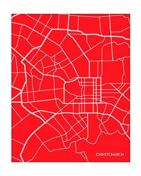 Christchurch City Map Poster New Zealand Art Print Abstract Etsy In