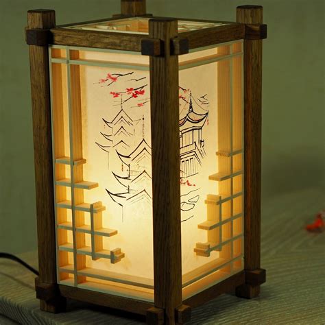 Traditional Japanese Table Wooden Lamp Shoji Lamp Kumiko Etsy