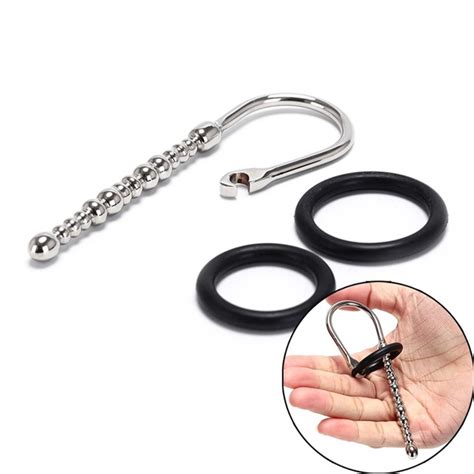 Stainless Steel Metal Urethral Plug With Glans Rings Urethral Dilator Stimulation Adult Sex Toys