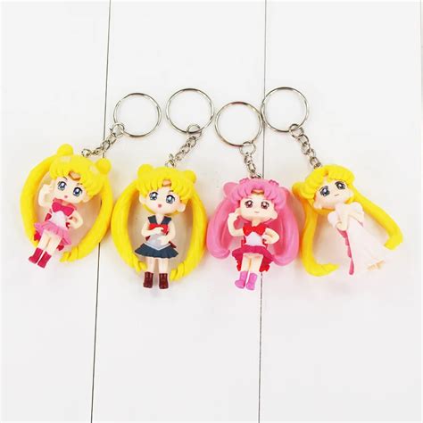 4pcslot 6 7cm Sailor Moon Keychain Pendants Tsukino Usagi Sailor