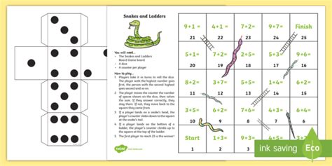 Addition Up To 10 Snakes And Ladders Teacher Made