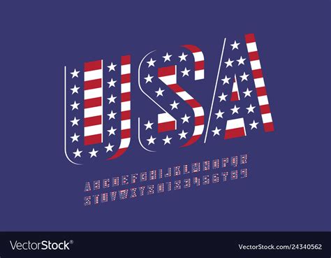 Usa National Flag Style Font Royalty Free Vector Image