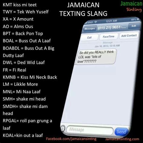 Jamaican Texting Jamaican Phrases Jamaican Slang Words Jamaican Words