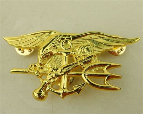 United States Navy Seals Special Warfare Insignia Seal Trident Badge Golden