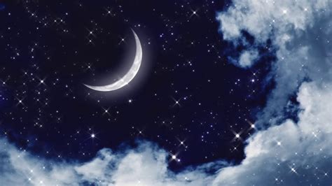 خلفية فيديو للمونتاج الليل القمر النجوم تصميمي جودة ودقة عالية