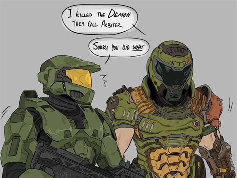 Pin By Knight Sentinel On Collectibles In 2020 Doom Videogame Halo Funny Funny Gaming Memes