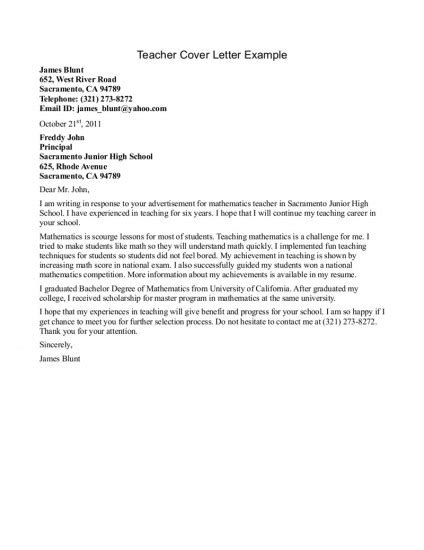Choose the right type of application letter. 13 best Teacher Cover Letters images on Pinterest | Cover ...