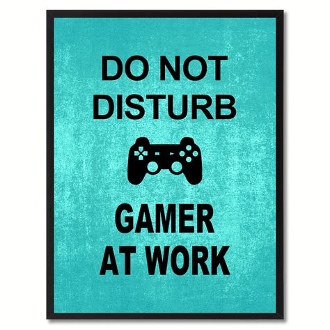 Dont Disturb Gamer Funny Sign Aqua Print On Canvas Picture Frames Home