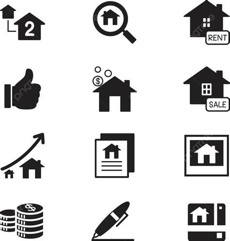 Silhouette Real Estate Icons Illustration Symbol Vector Property