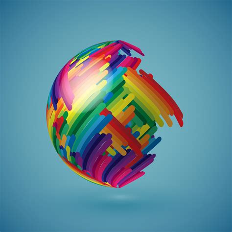 Colorful Realistic Globe With Shaded Surface Vector Illustration