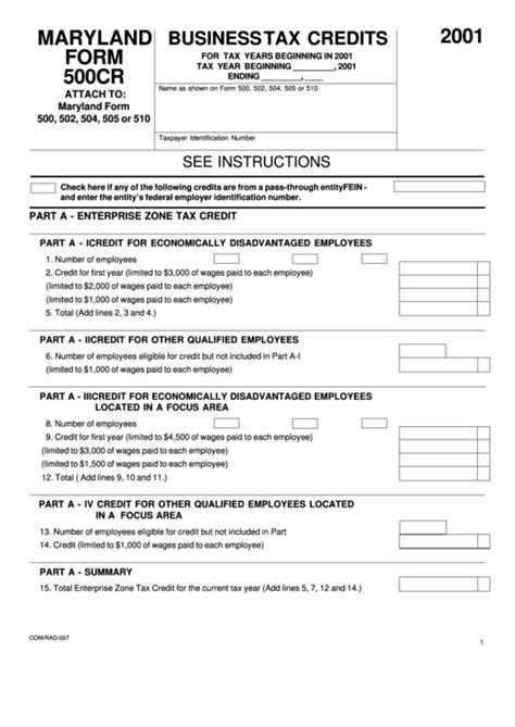 Maryland Form 500 Fillable Printable Forms Free Online