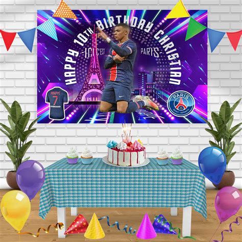 kylian mbappe psg paris soccer birthday banner personalized party back ediblecakeimage