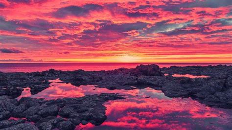 Horizon Sea Nature Landscape Sunset Reflection