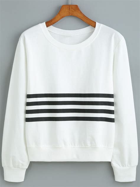 Round Neck Striped Loose Sweatshirt 35 Off For 1st Sign