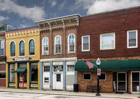 Small Town Main Street Shops Stock Photo Image Of Shop Clouds 42224990