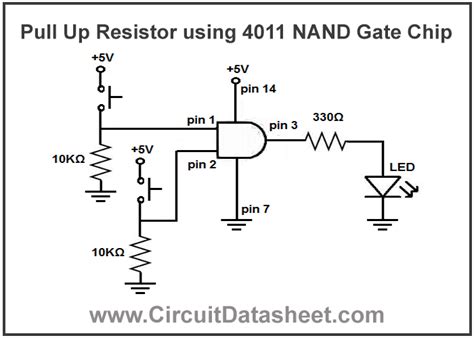 Pull Up Resistor Using 4011 Nand Gate Chip Circuit Datasheet