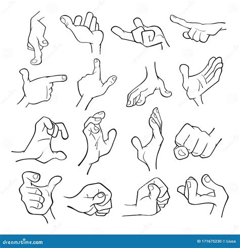 A Set Of Vector Cartoon Illustrations Hands With Different Gestures