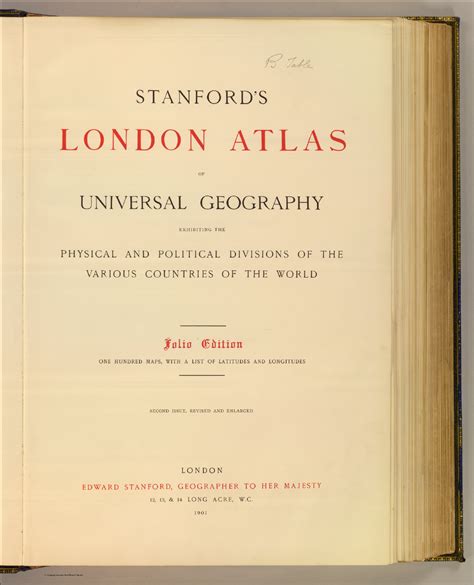Title Page To Stanfords London Atlas Of Universal Geography