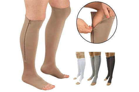 Zipper Pressure Compression Socks Support Stockings Leg Open Etsy