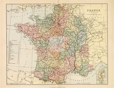 France In Departments Vintage 1880 Map A934 Etsy