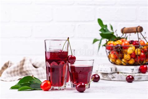 Fresh Cherry Juice Summer Drink Stock Image Image Of Healthy