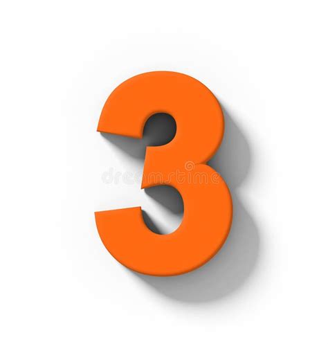 Number 3 3d Orange Isolated On White With Shadow Orthogonal Pr Stock