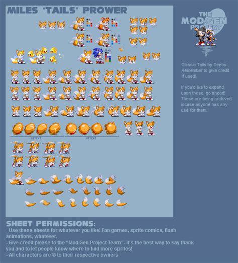 Classic Tails Sprite Sheet
