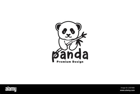 Cute Panda With Bamboo Leaf Logo Symbol Vector Icon Illustration