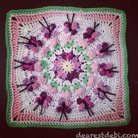 Crochet Butterfly Garden Afghan Block Dearest Debi Patterns Crochet