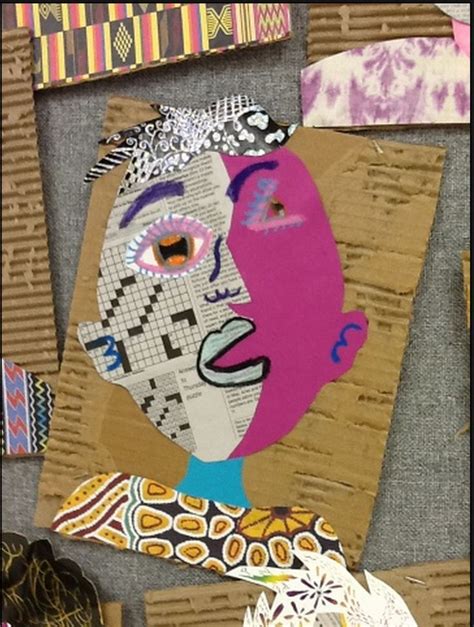An Art Project Made With Cardboard And Paper Collages Featuring A Woman