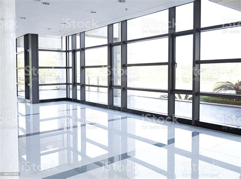 Glass Window Office Building Corridor Stock Photo