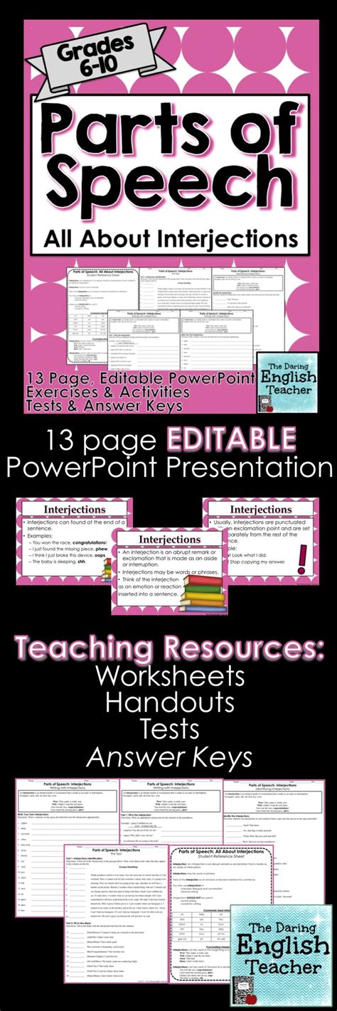 Interjections Parts Of Speech Unit Powerpoint And Activities Parts